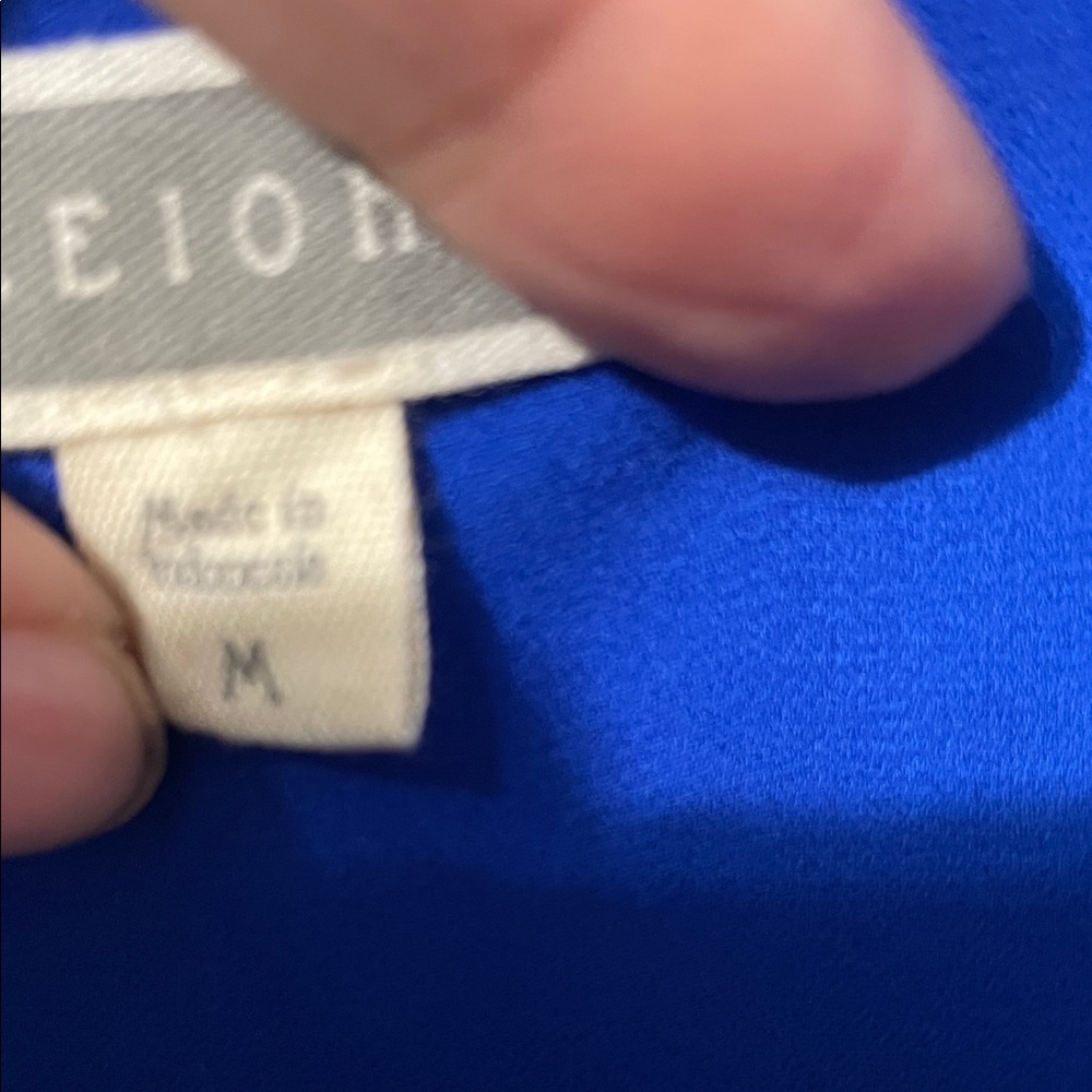 Pleione Cobalt Blue V-Neck Pleated Blouse - Picture 3 of 3